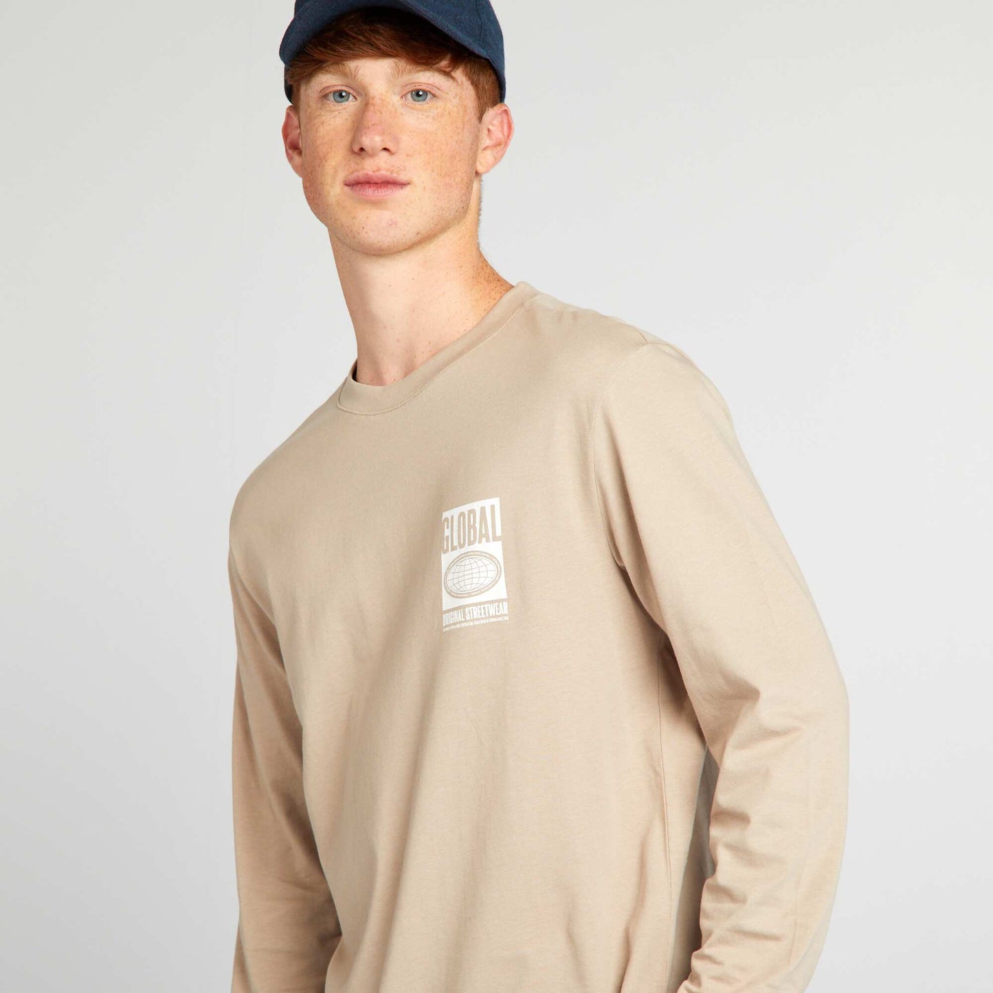 Long-sleeved jersey T-shirt BEIGE