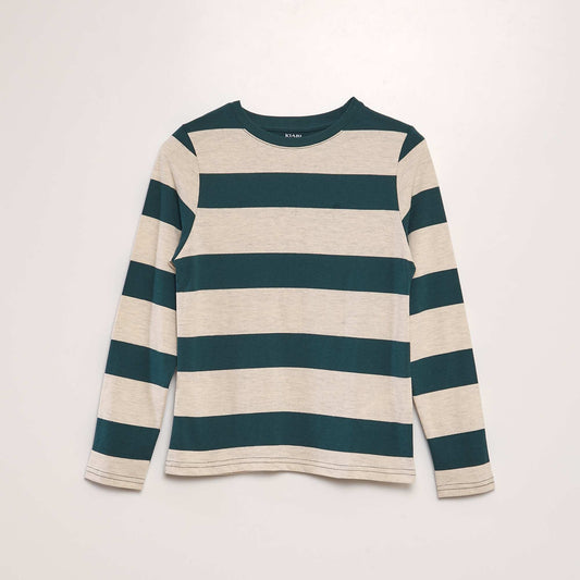 Striped cotton T-shirt GREEN