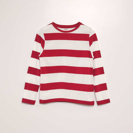 Striped cotton T-shirt RED