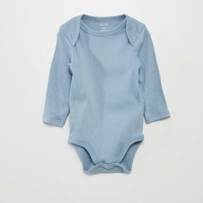 Long-sleeved bodysuit with cutaway collar - Pack of 3 BLUE
