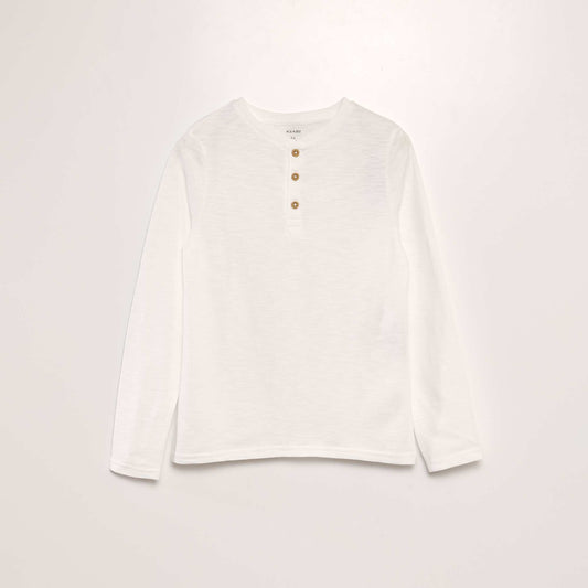Henley collar T-shirt WHITE