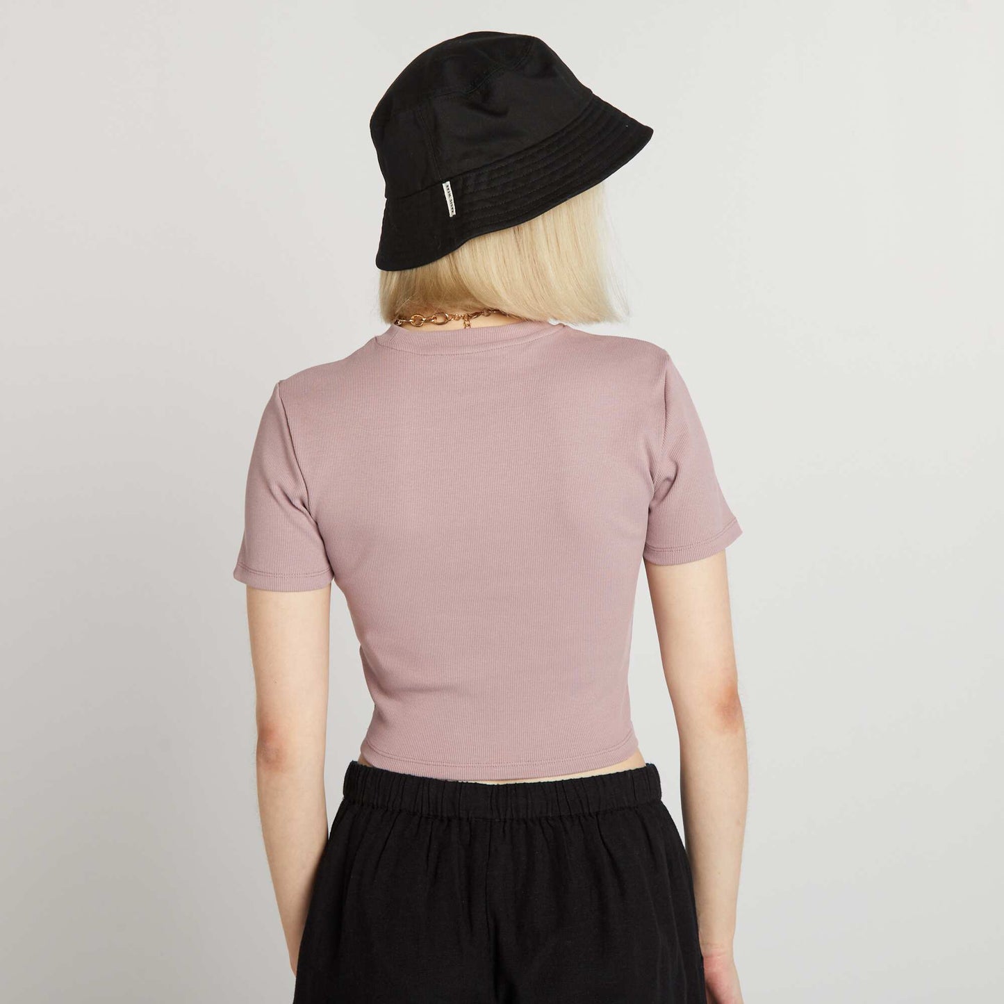 'Beverly Hills' plain ribbed crop top PINK