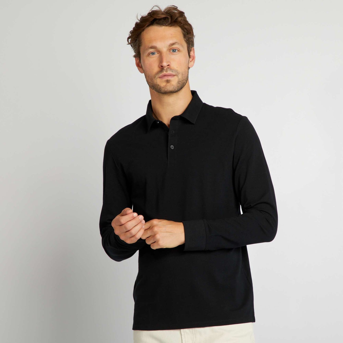 Cotton piqué polo shirt black