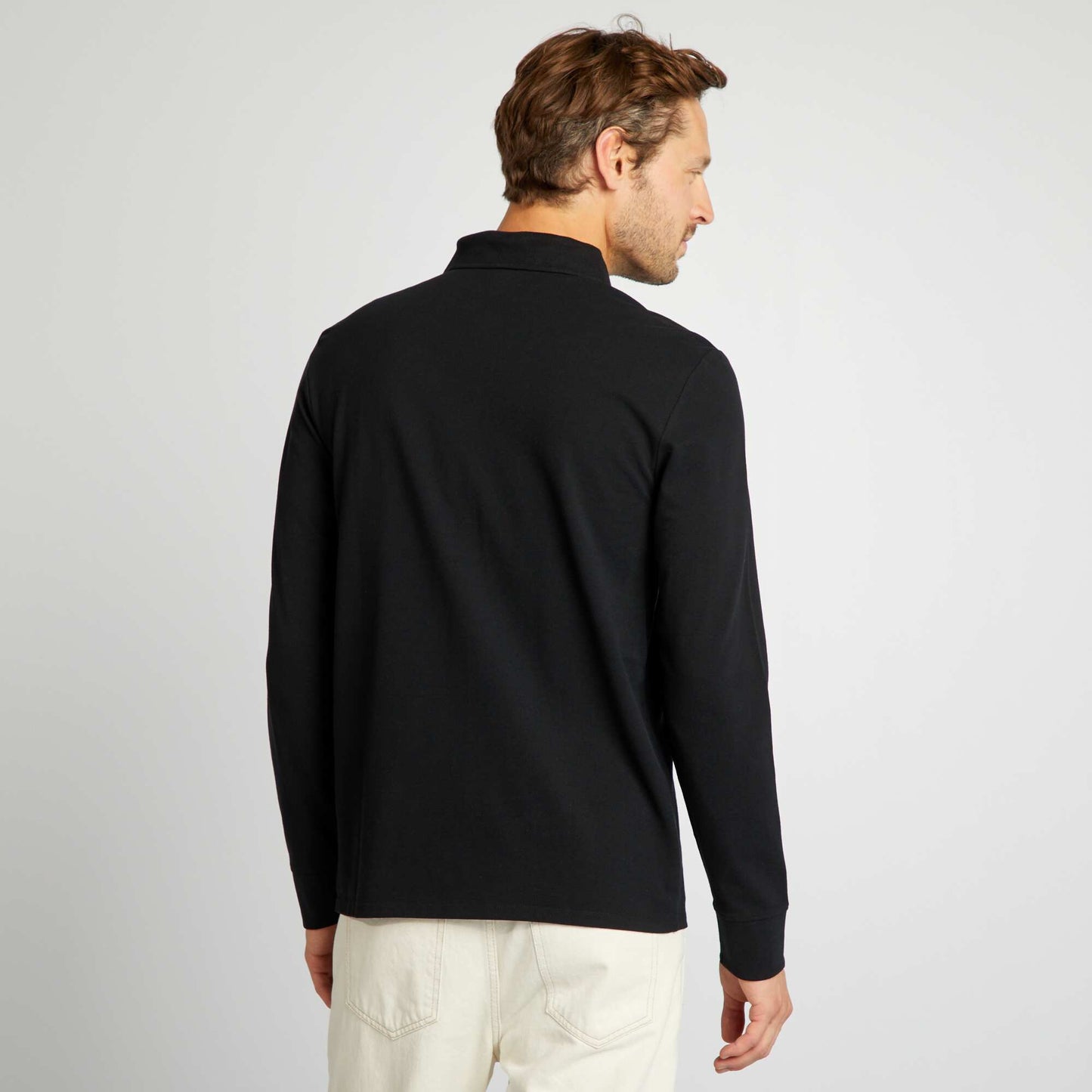 Cotton piqué polo shirt black