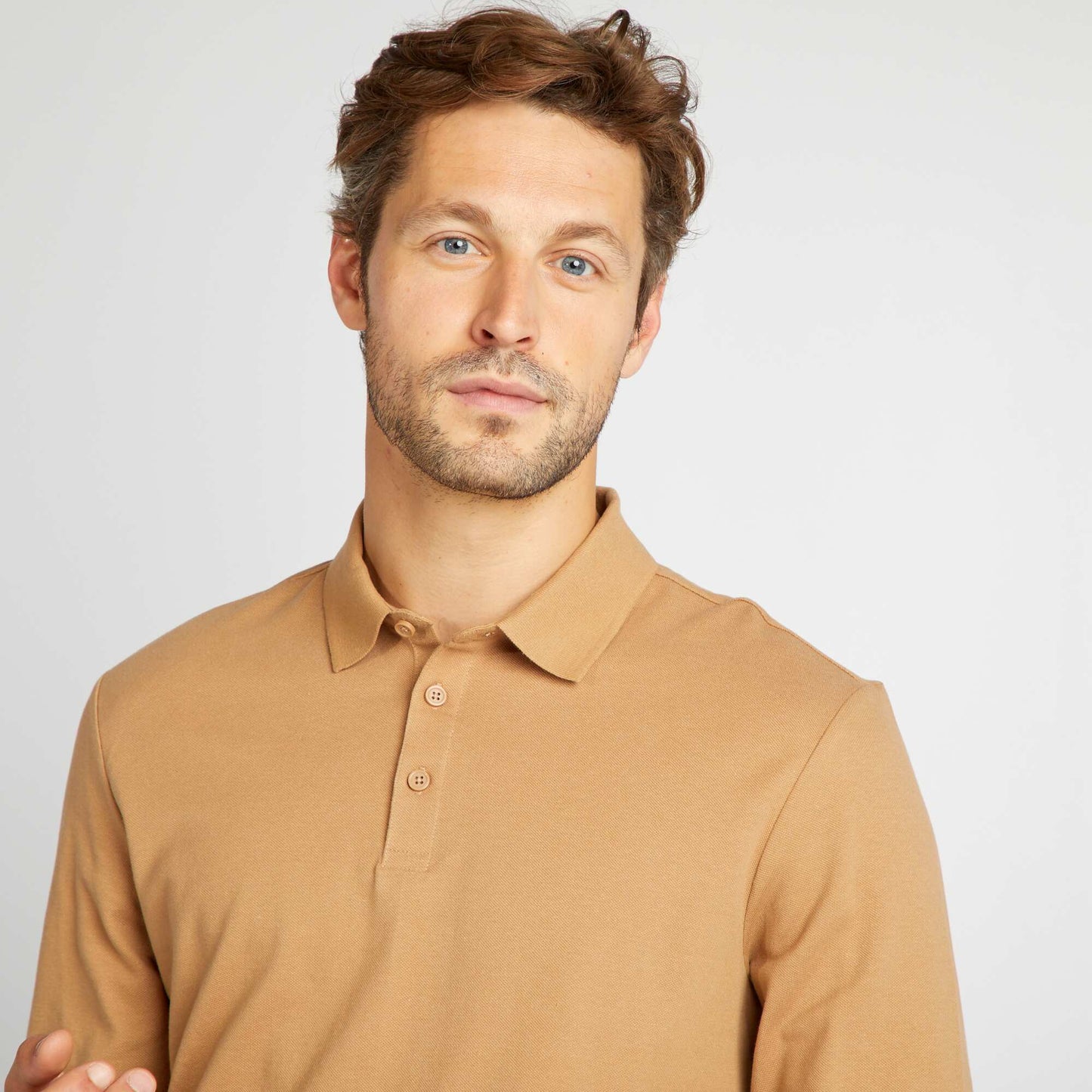 Cotton piqué polo shirt BEIGE