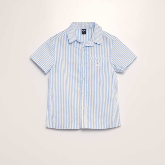 Poplin shirt with short sleeves BLUE