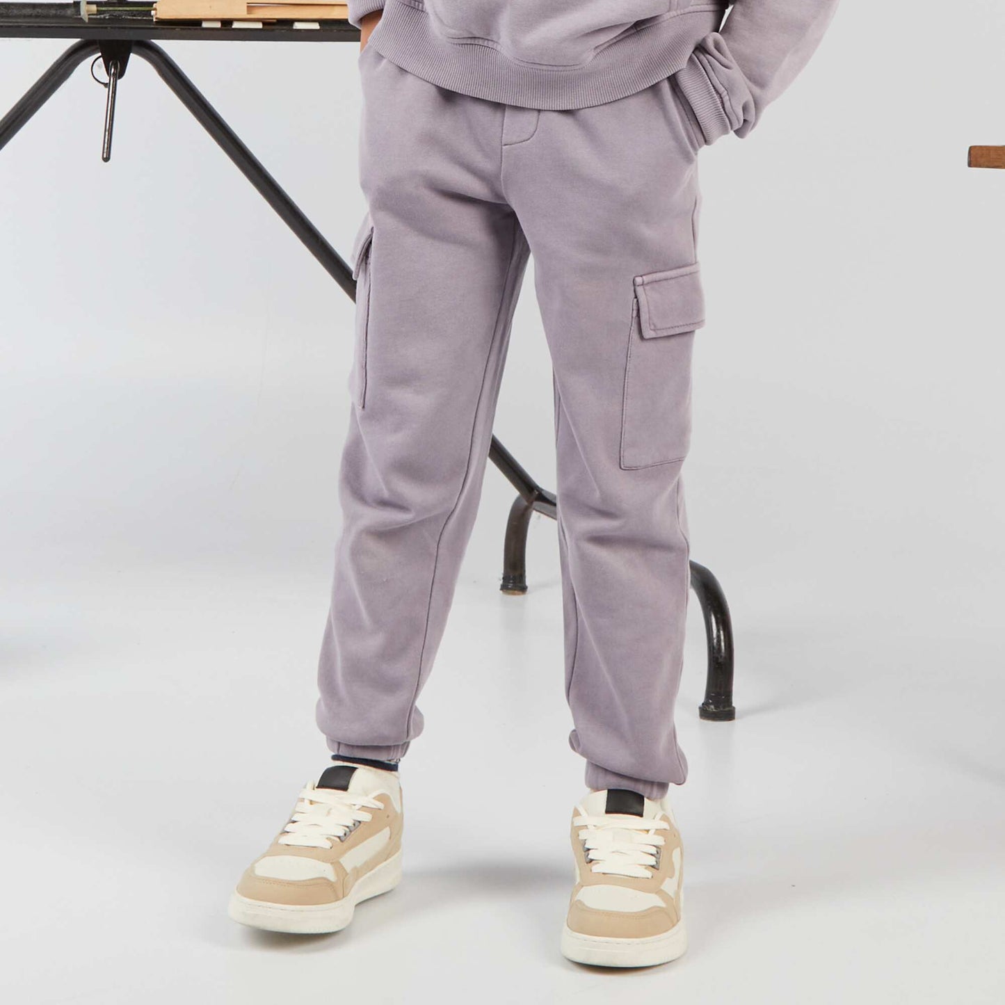 Sweatshirt fabric trousers with pockets PURPLE