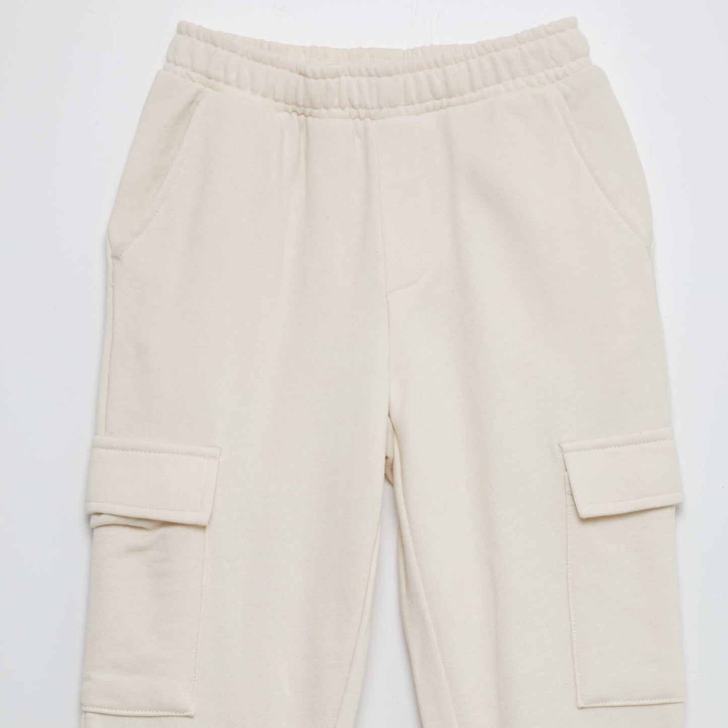 Sweatshirt fabric joggers with pockets BEIGE