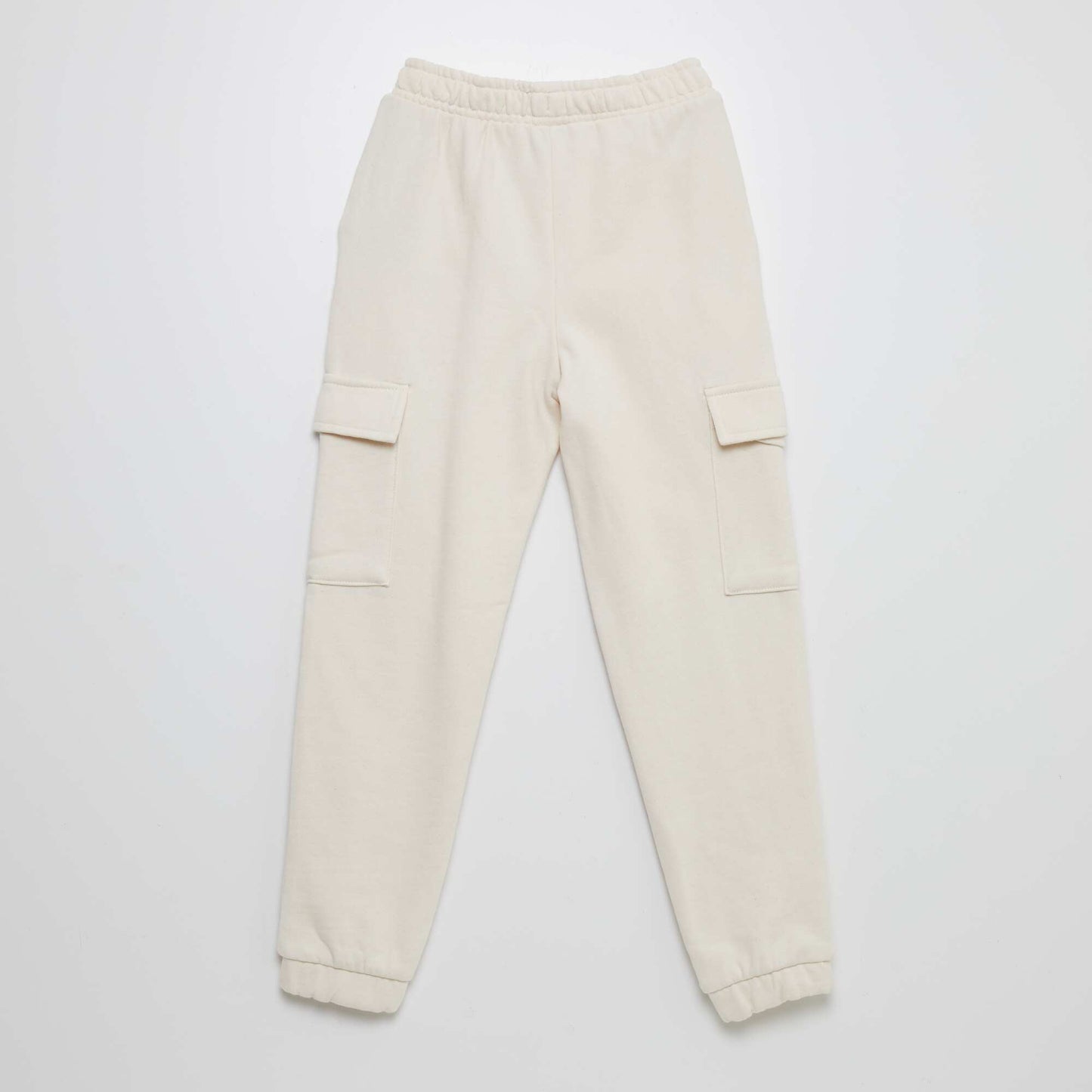 Sweatshirt fabric joggers with pockets BEIGE