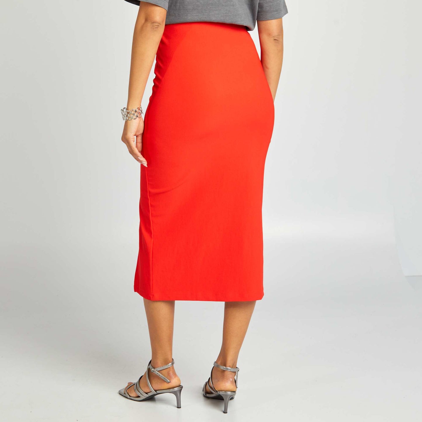 Midi skirt with slits RED