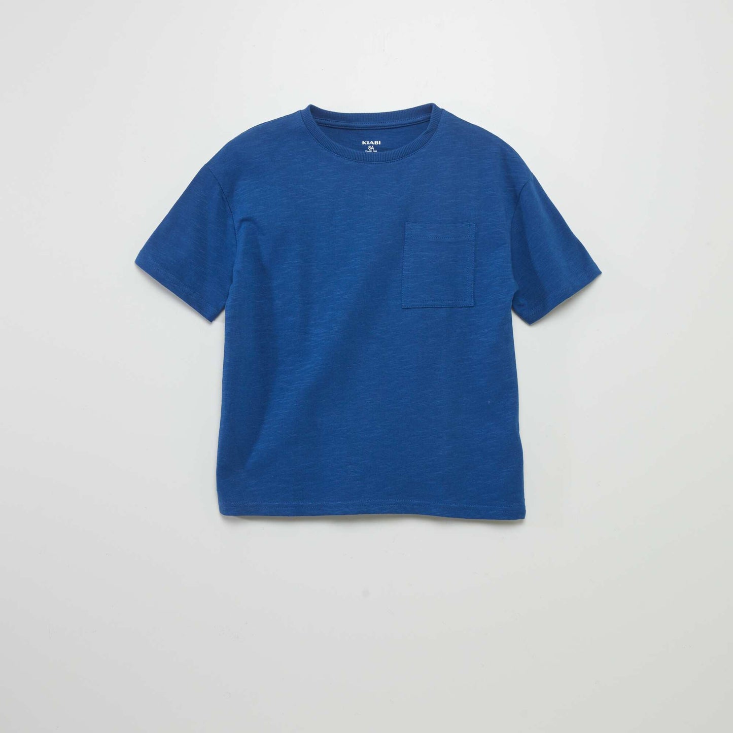 Plain stranded knit T-shirt BLUE