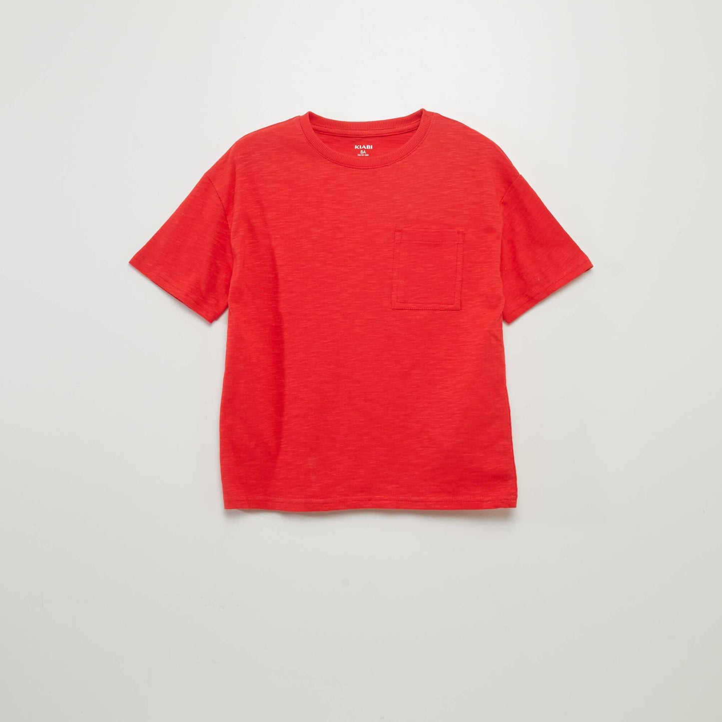 Plain stranded knit T-shirt red