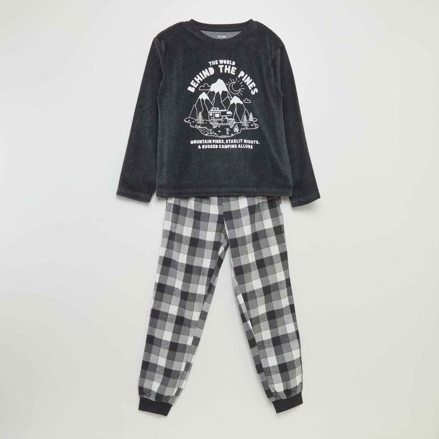 Velour and flannel pyjama set - 2-piece set GREY