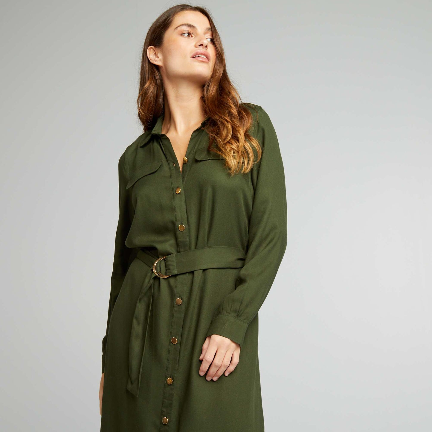 Belted midi dress KHAKI