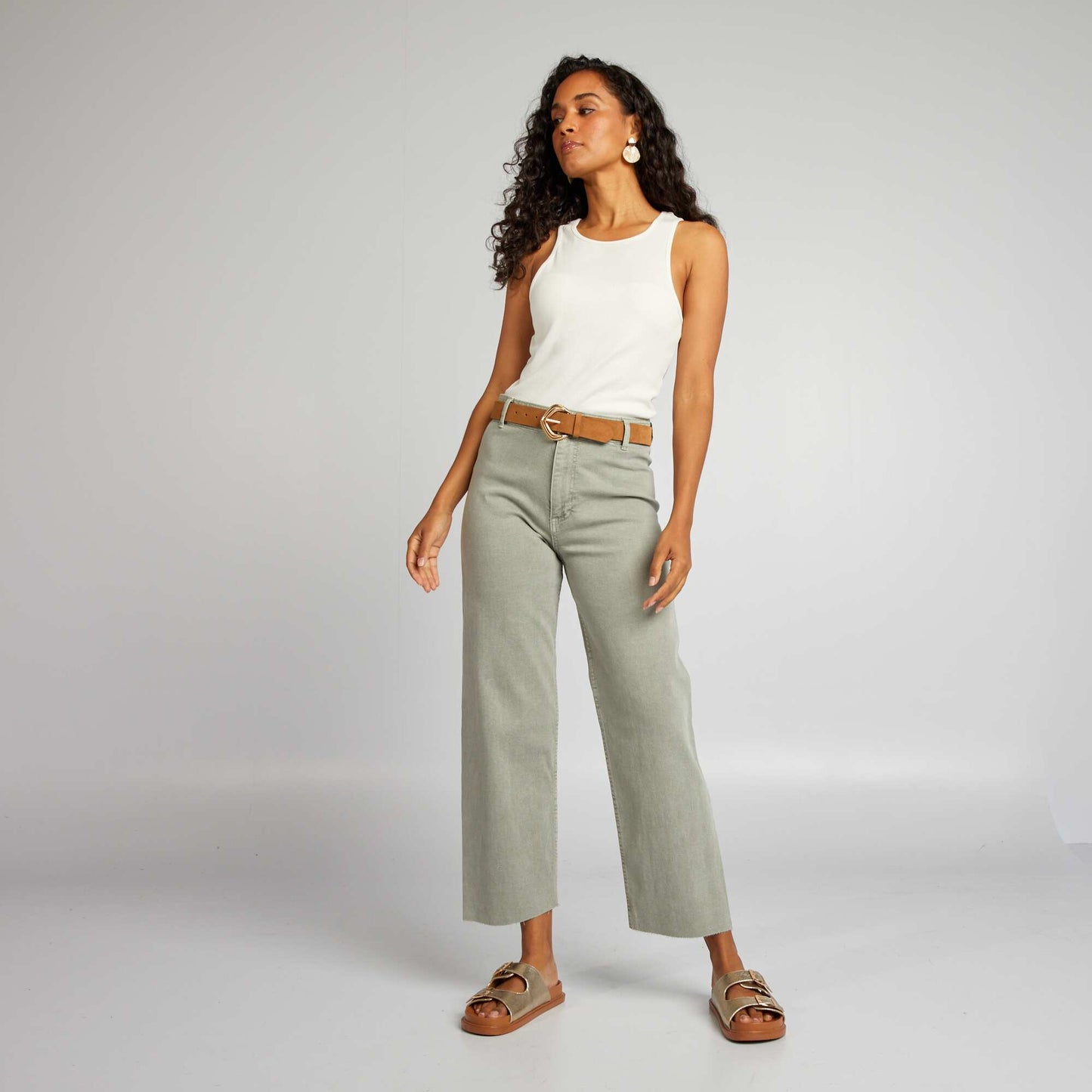 Straight wide-leg trousers - L28 KHAKI