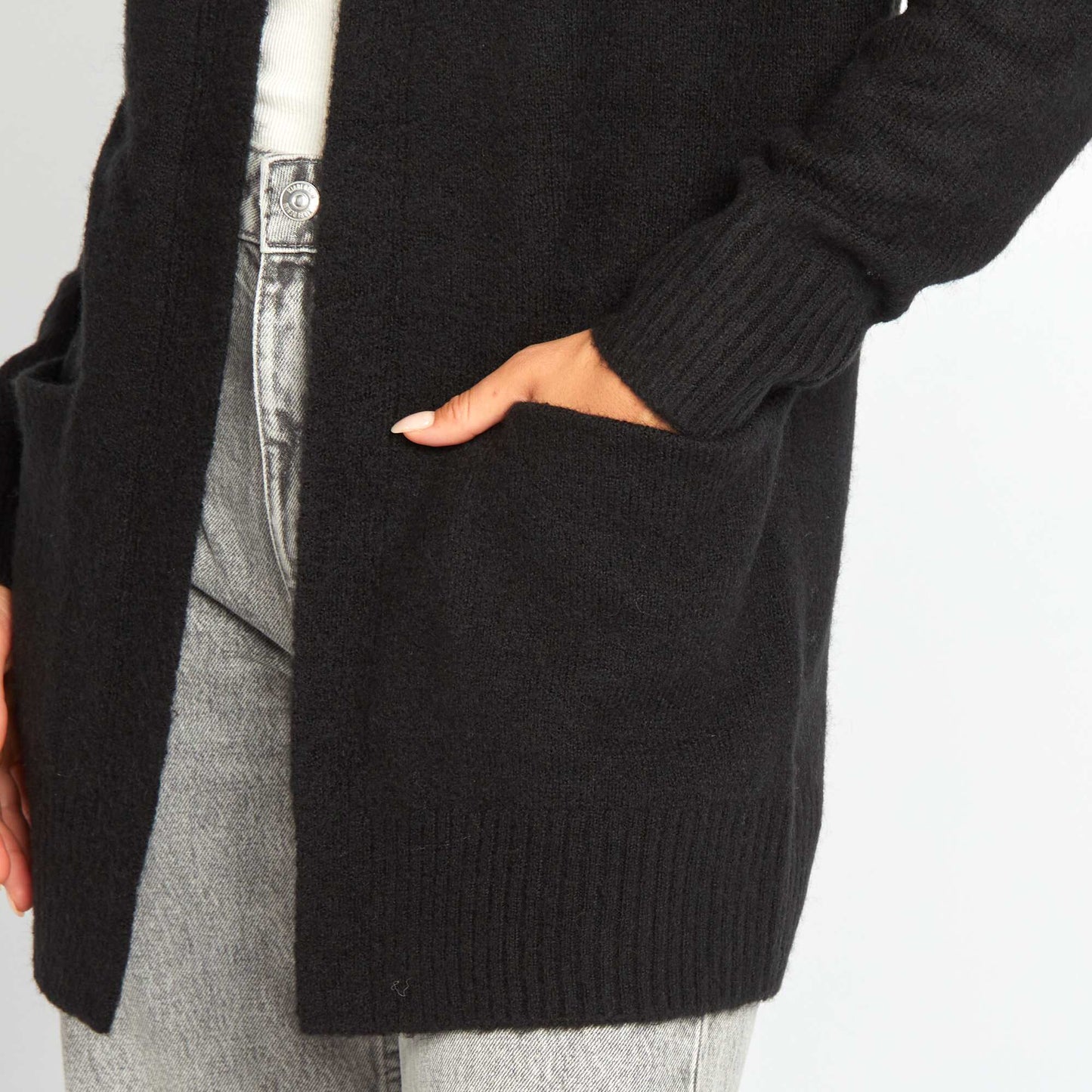 Long cardigan with pockets black