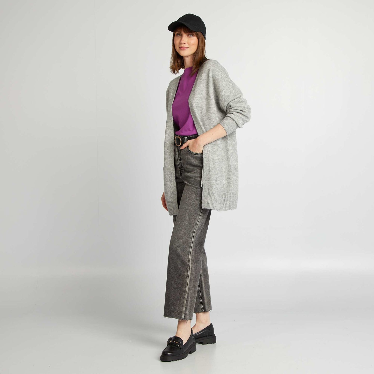 Long cardigan with pockets GREY