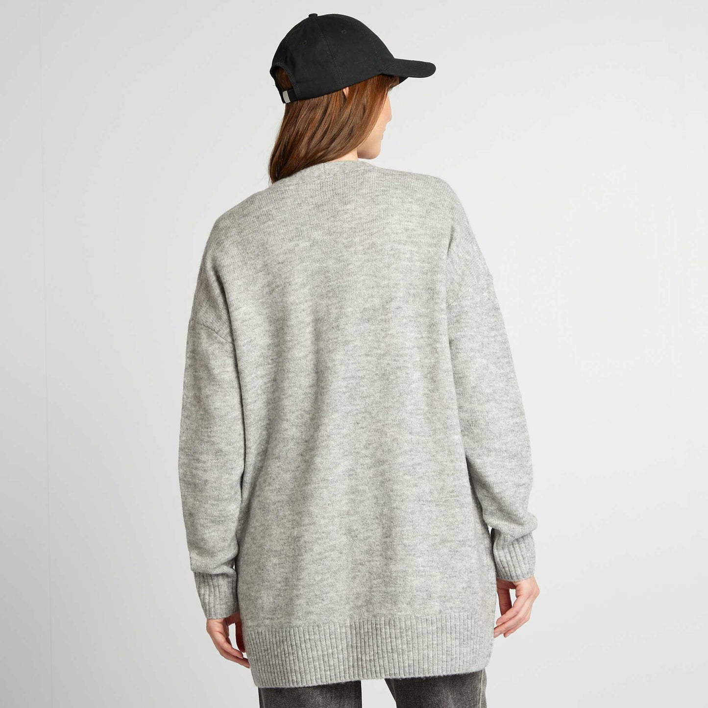 Long cardigan with pockets GREY