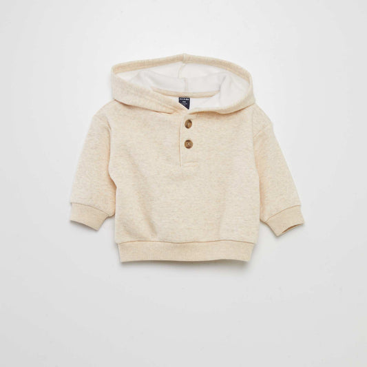 Sweatshirt fabric hoodie BEIGE