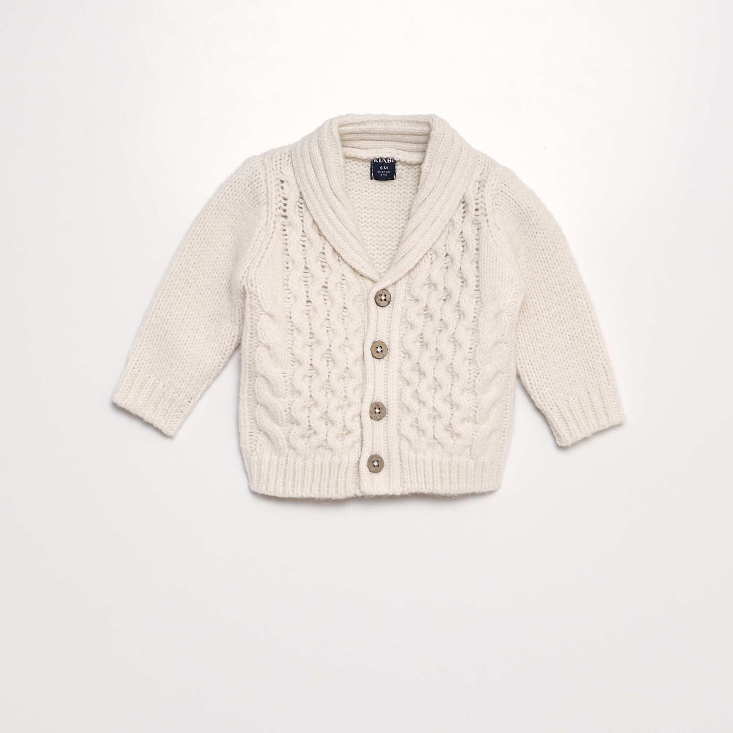 Knitted shawl collar cardigan BEIGE