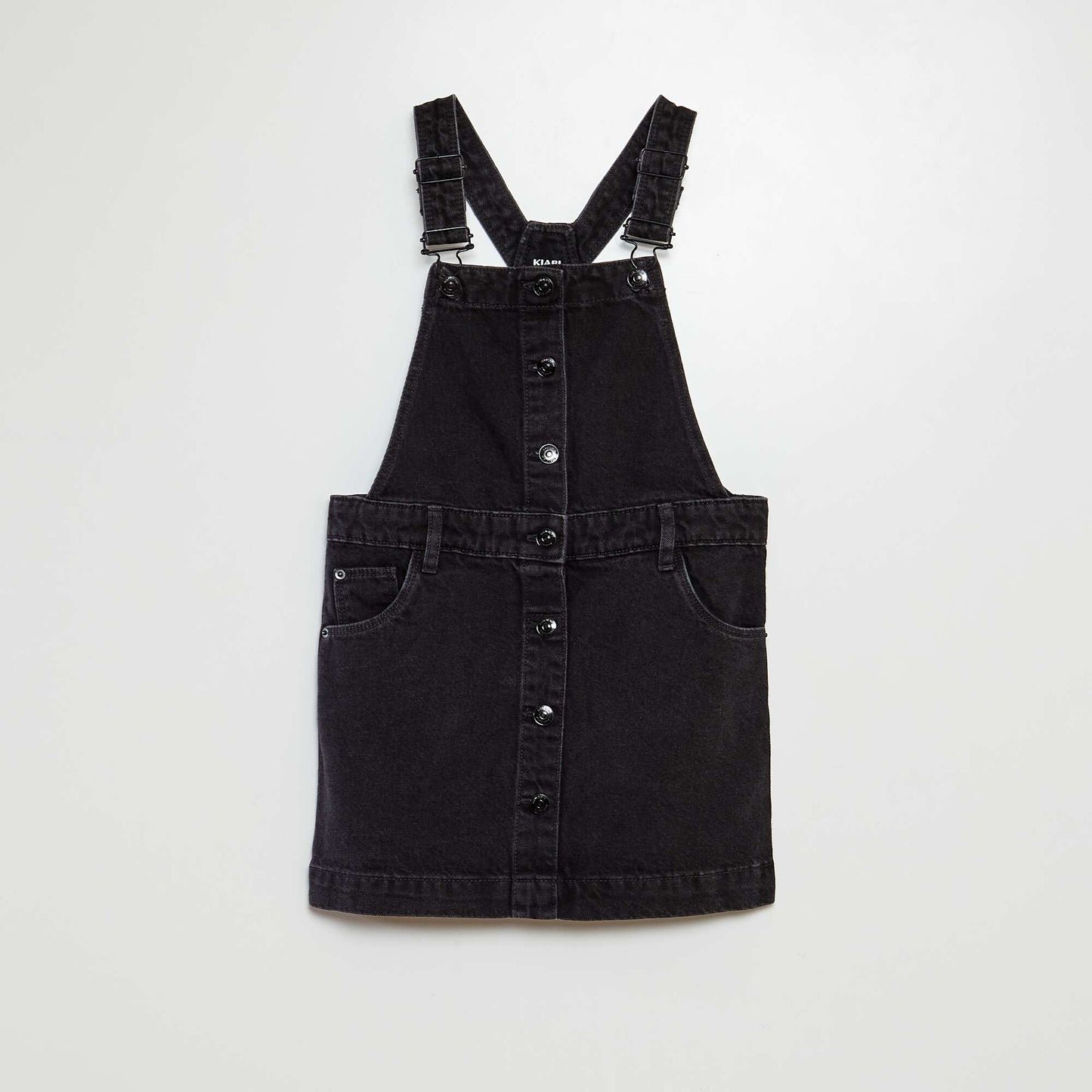 Short denim dungaree dress GREY