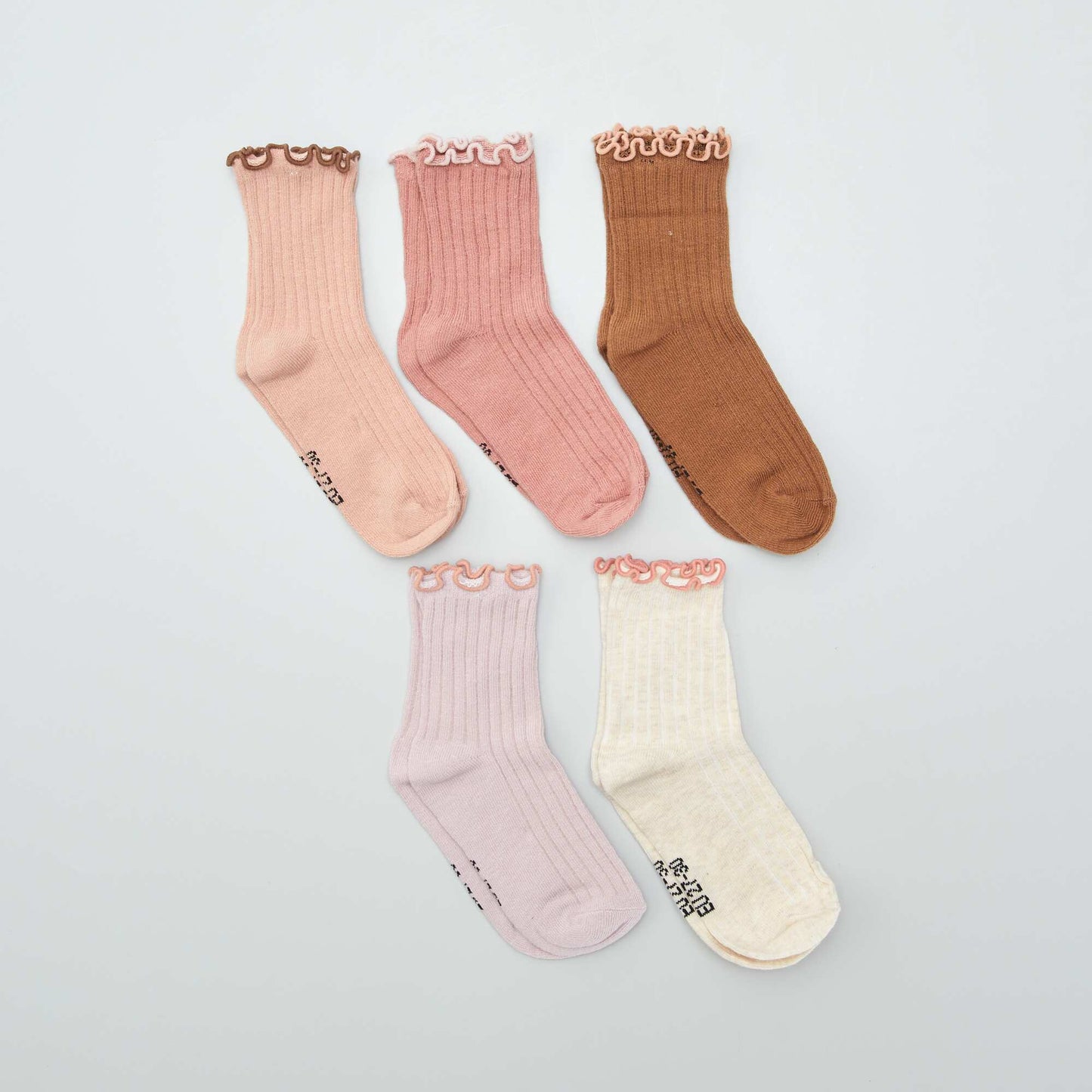 Pack of 5 pairs of ribbed socks BROWN