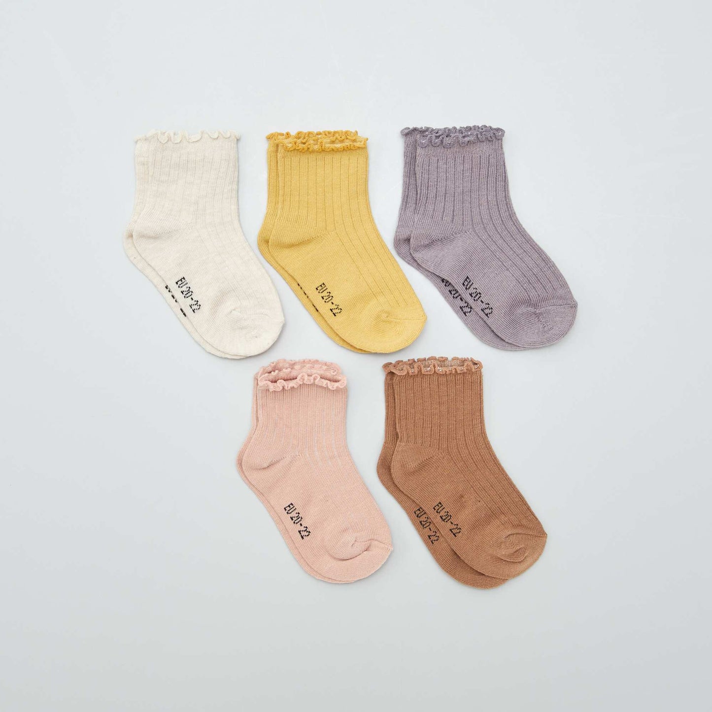 Pack of 5 pairs of frilly socks BROWN