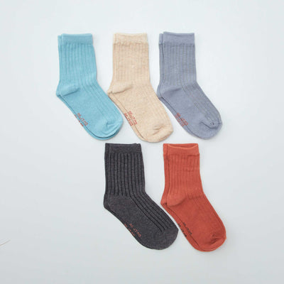 Pack of 5 pairs of plain socks GREY