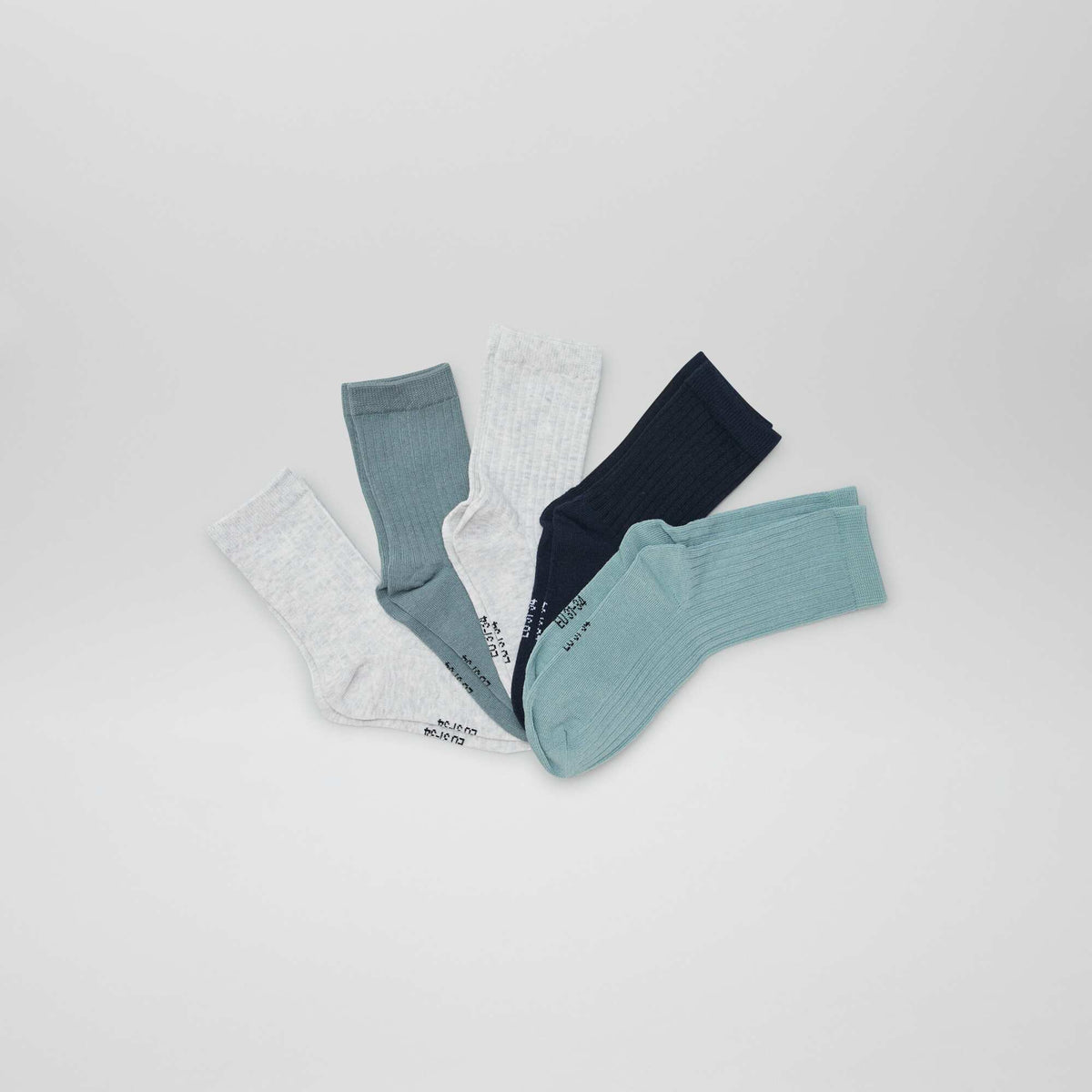 Pack of 5 plain socks BLUE