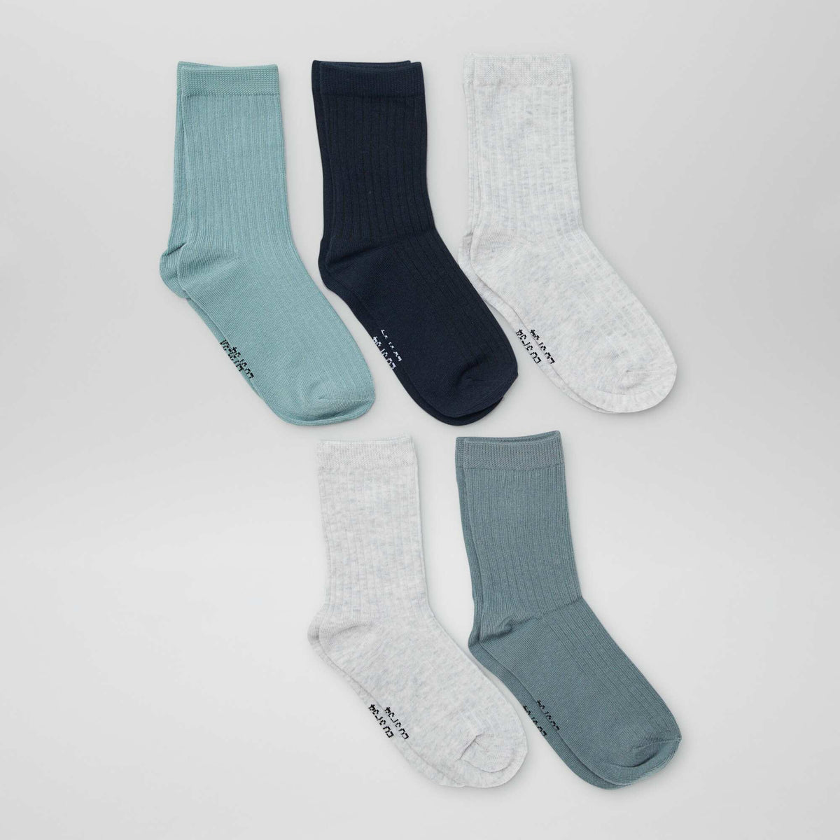 Pack of 5 plain socks BLUE