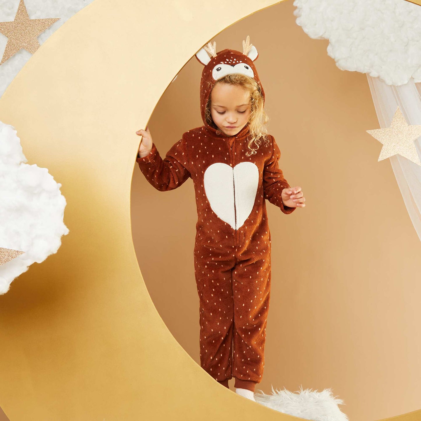 Deer fleece sleep onesie BROWN