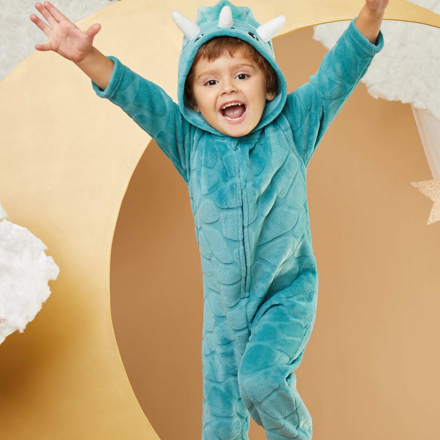 Dinosaur fleece sleep onesie BLUE