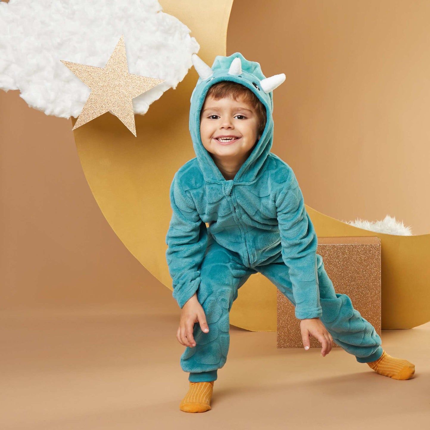 Dinosaur fleece sleep onesie BLUE