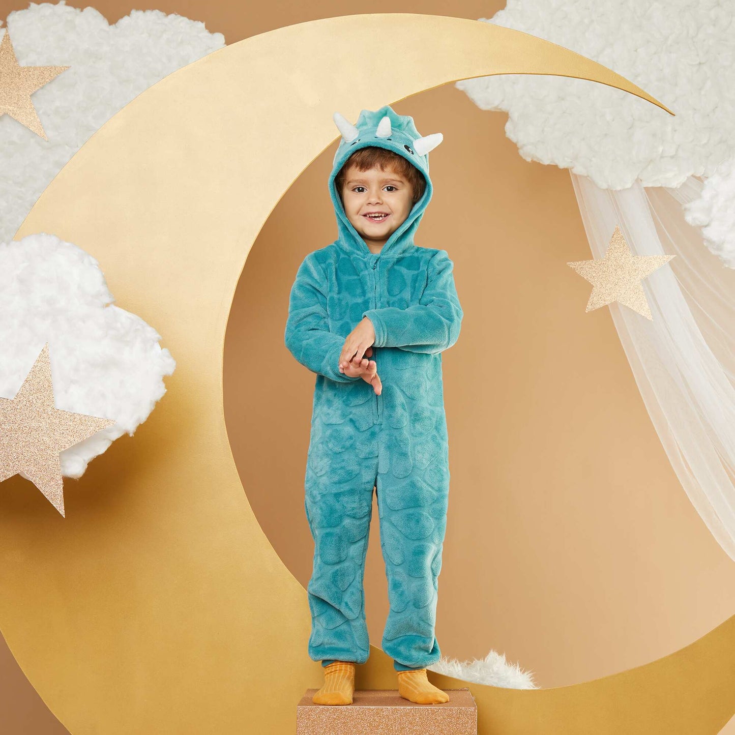 Dinosaur fleece sleep onesie BLUE