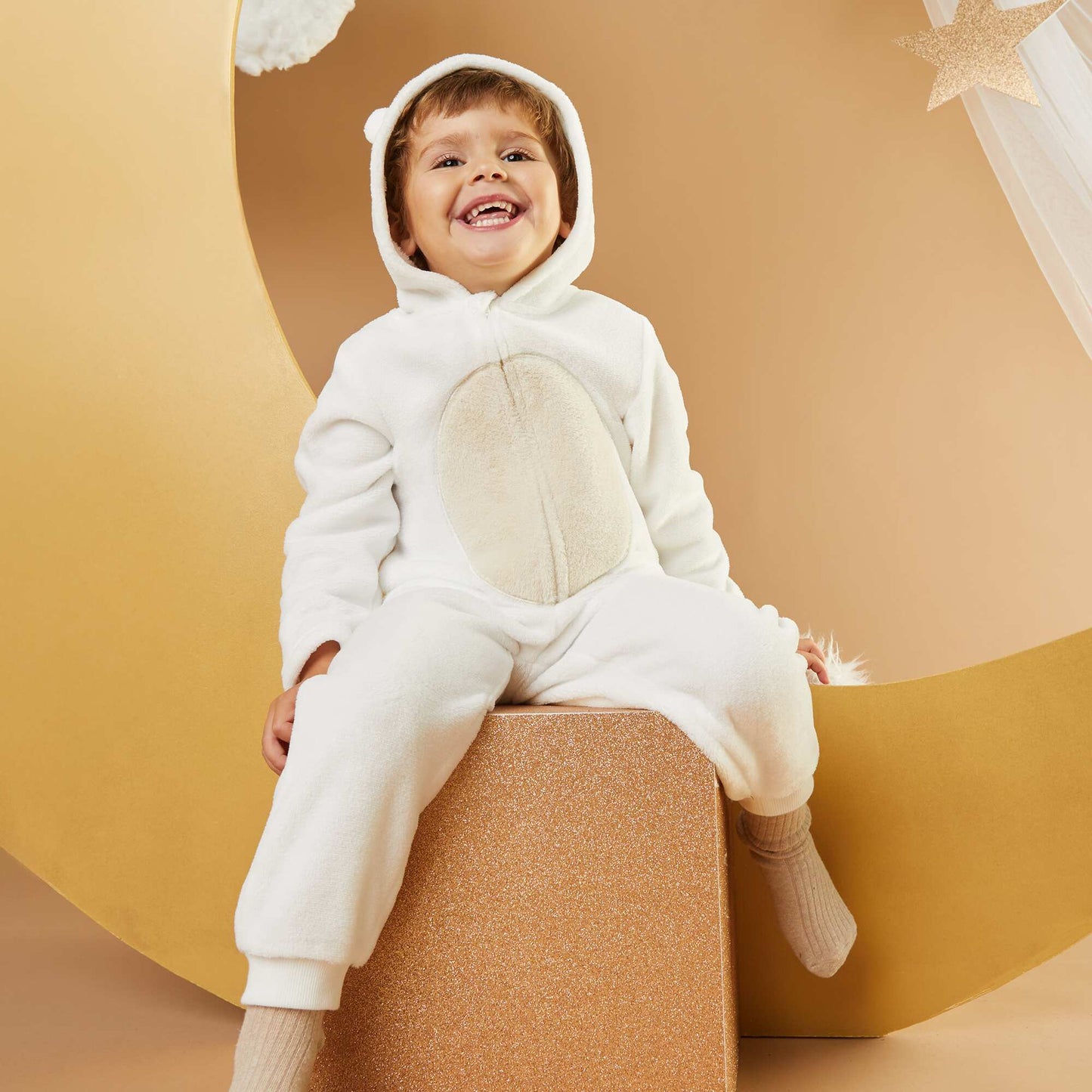 Bear fleece sleep onesie WHITE