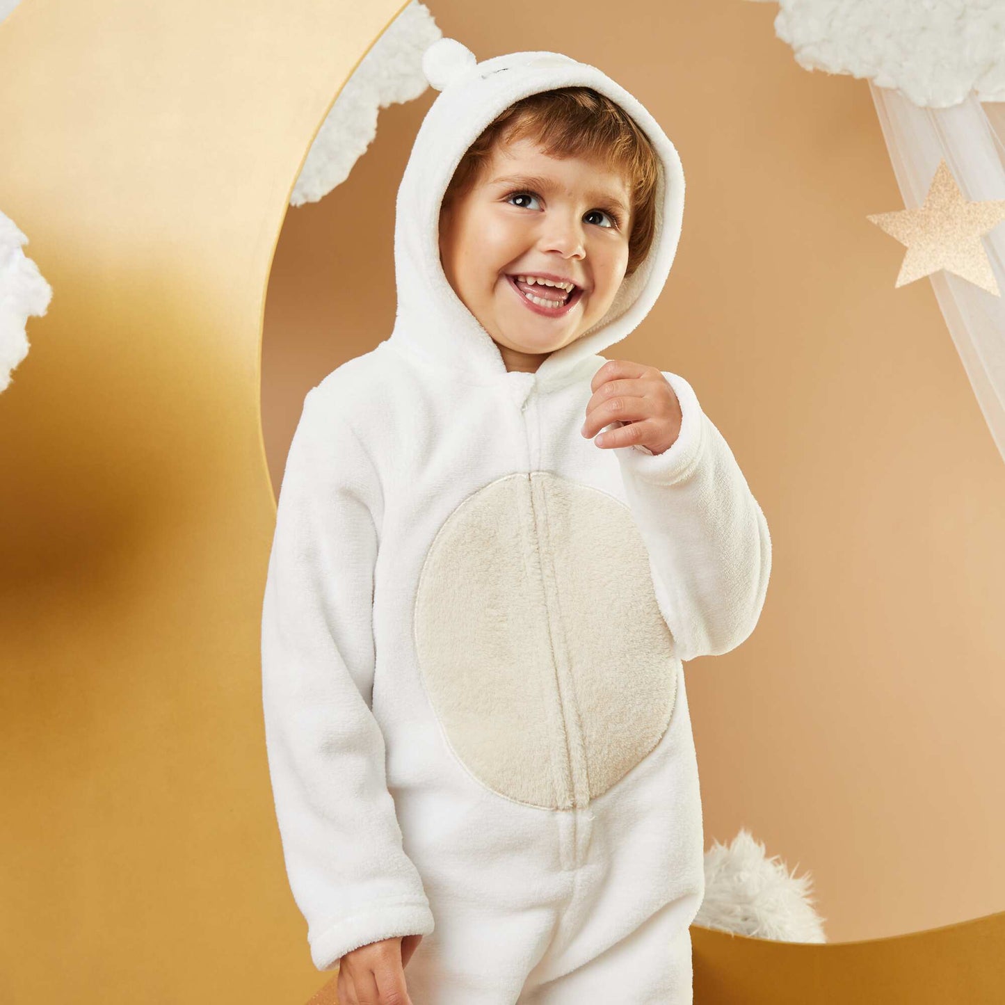 Bear fleece sleep onesie WHITE