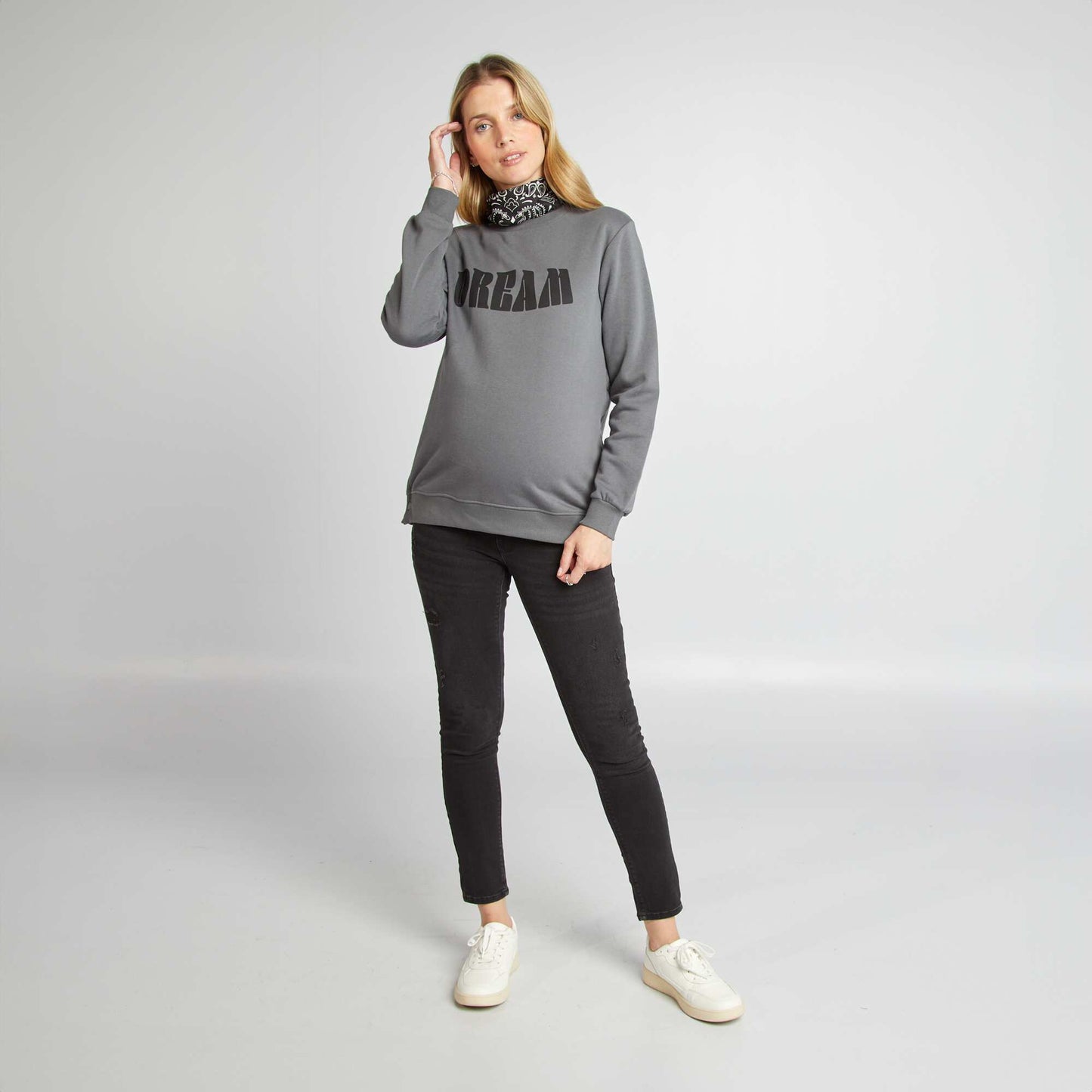 Nursing sweatshirt with press-stud opening GREY