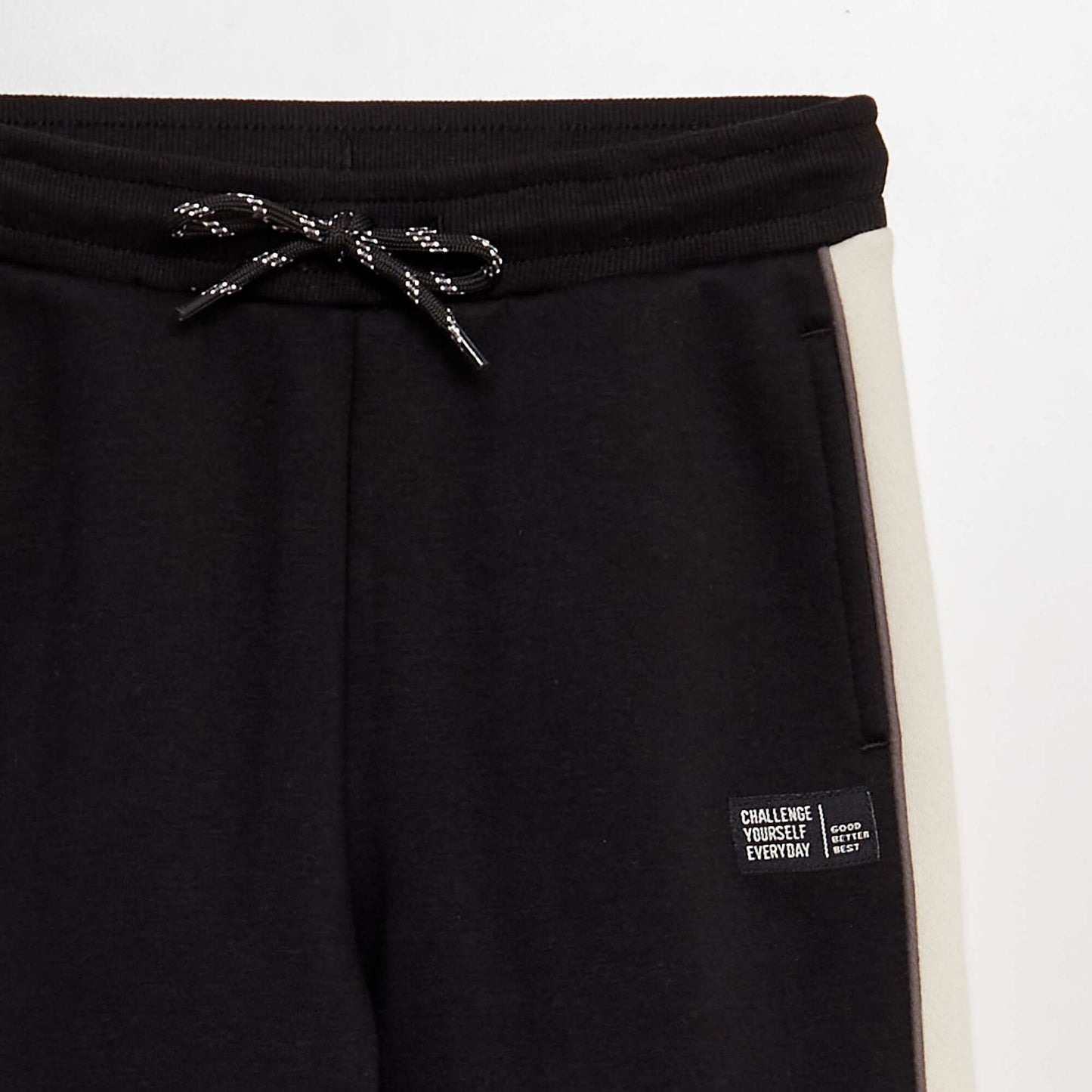 Two-tone sweatshirt fabric joggers BLACK