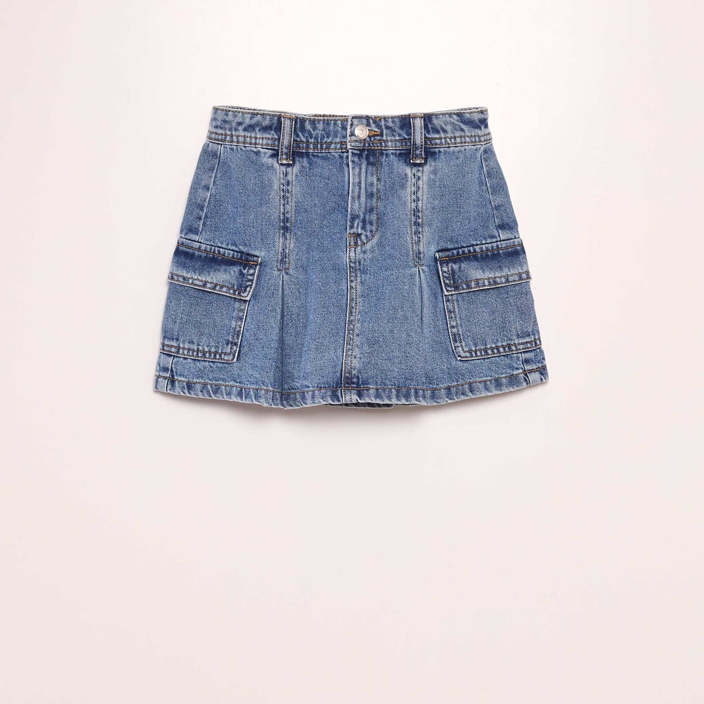 Pleated denim skirt BLUE