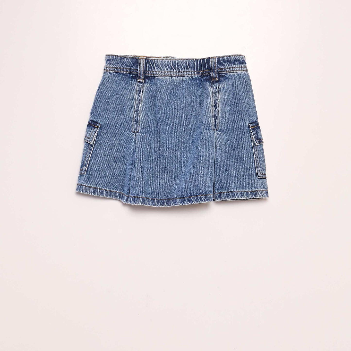 Pleated denim skirt BLUE