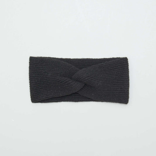 Cable-knit headband BLACK