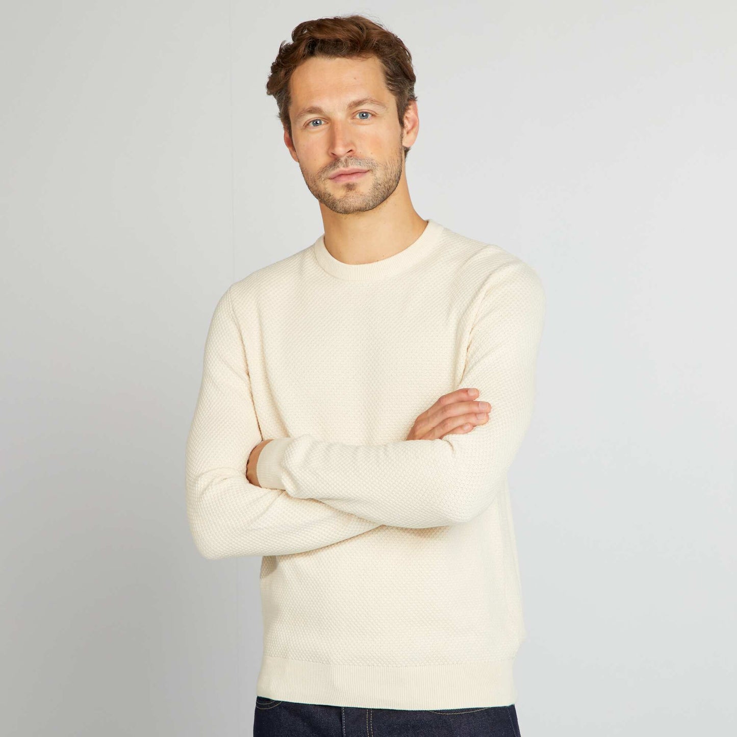 Fancy knit sweater WHITE