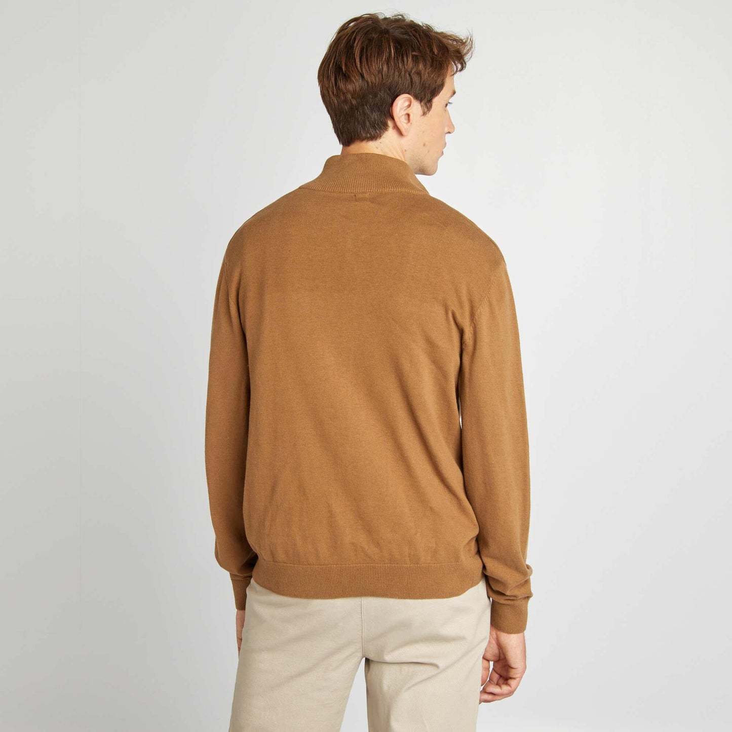 Jumper with high zip-up neckline BROWN