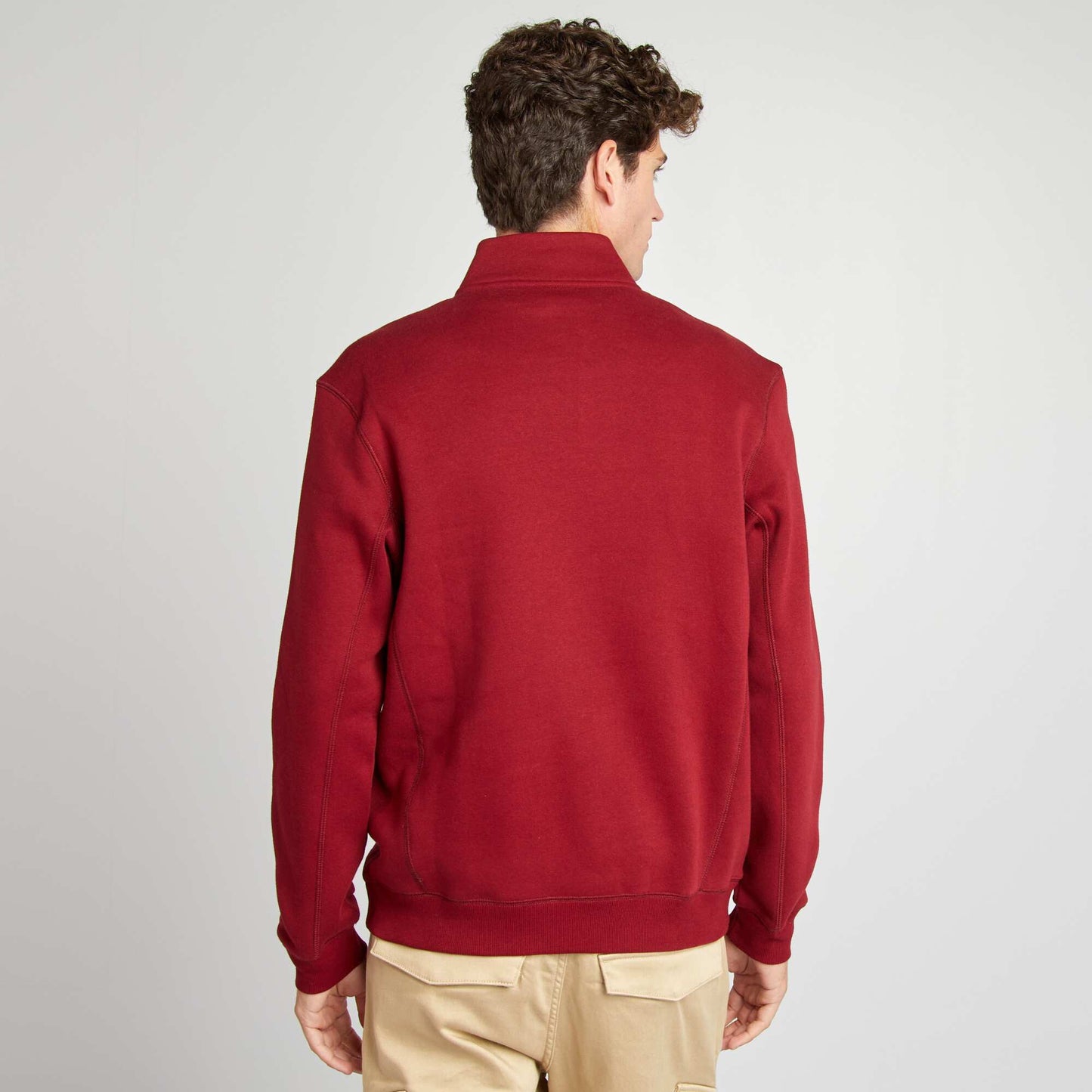 Zip-up high-neck sweatshirt RED