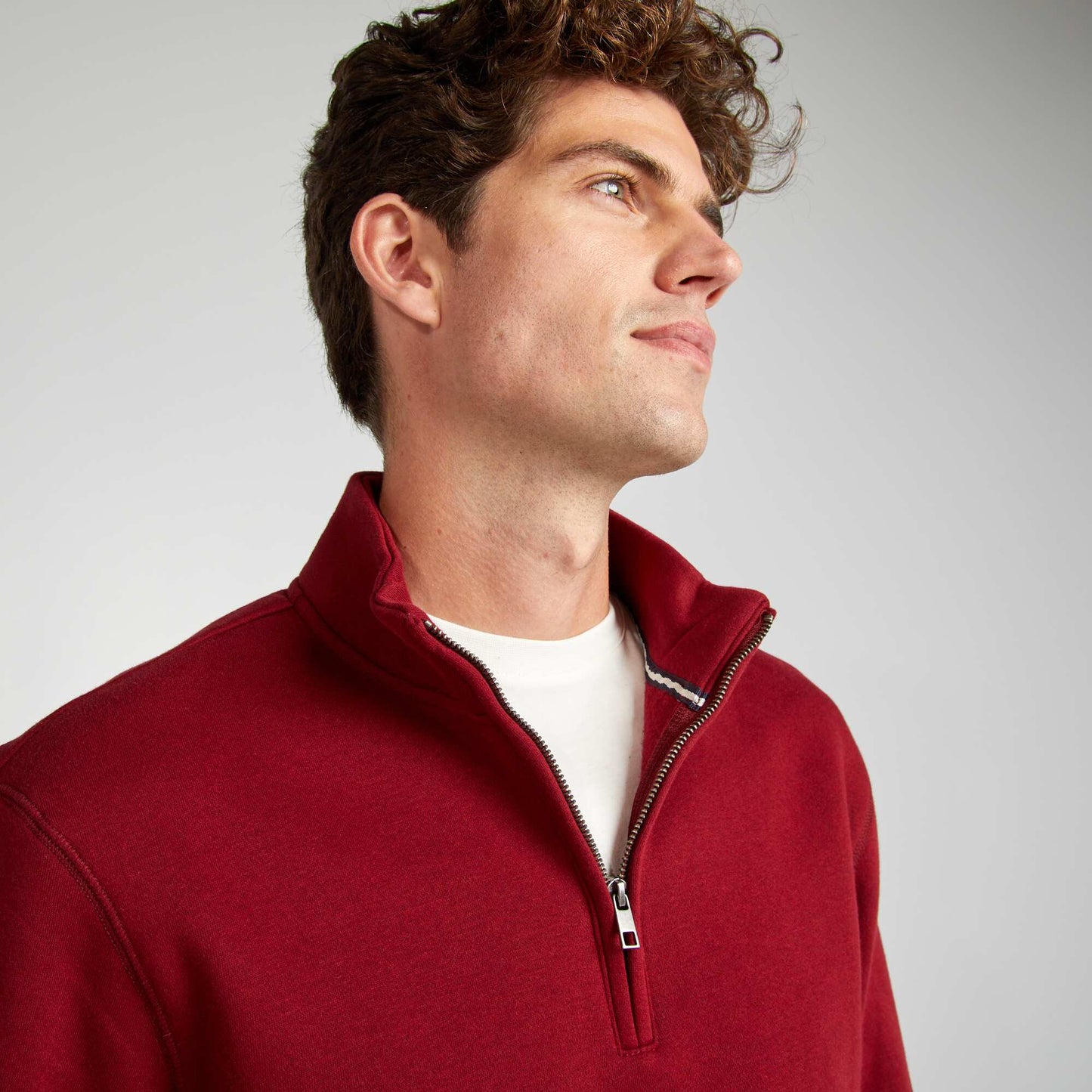 Zip-up high-neck sweatshirt RED