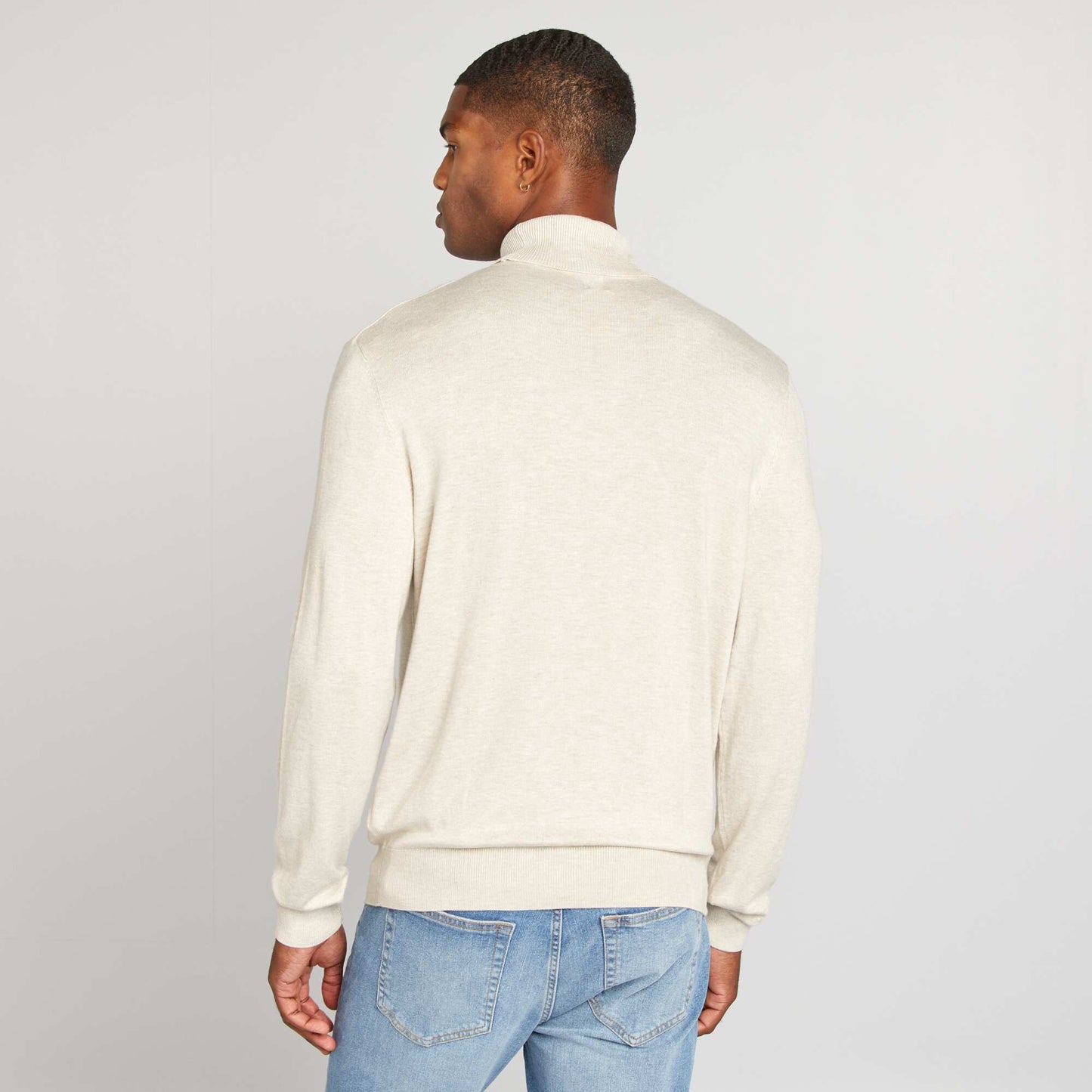 Fine knit roll neck sweater BEIGE