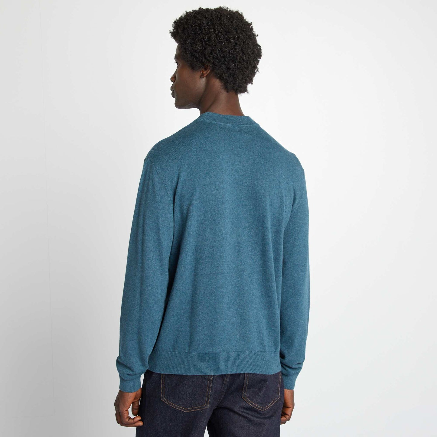 Plain sweater with high neck BLUE