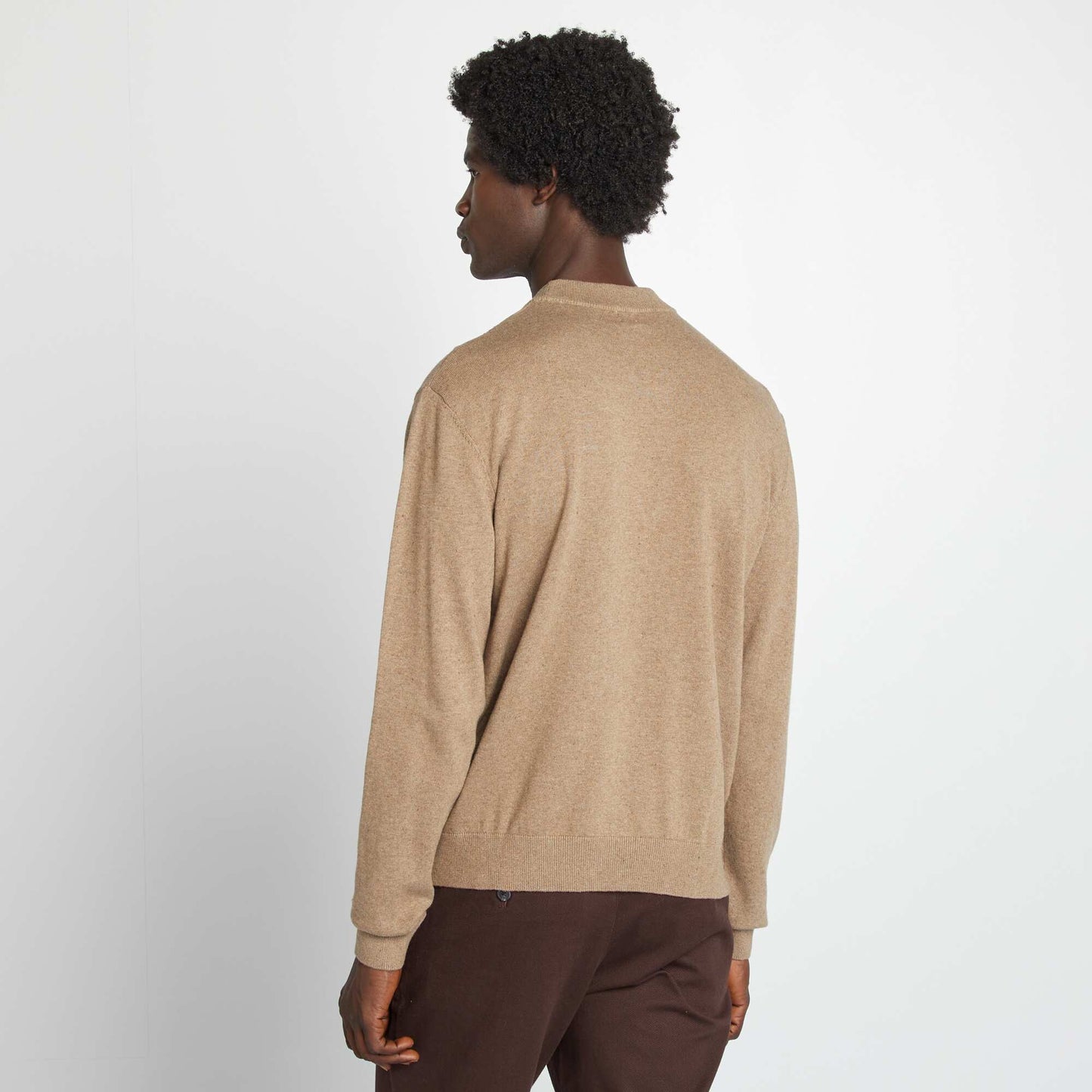 Plain sweater with high neck BEIGE