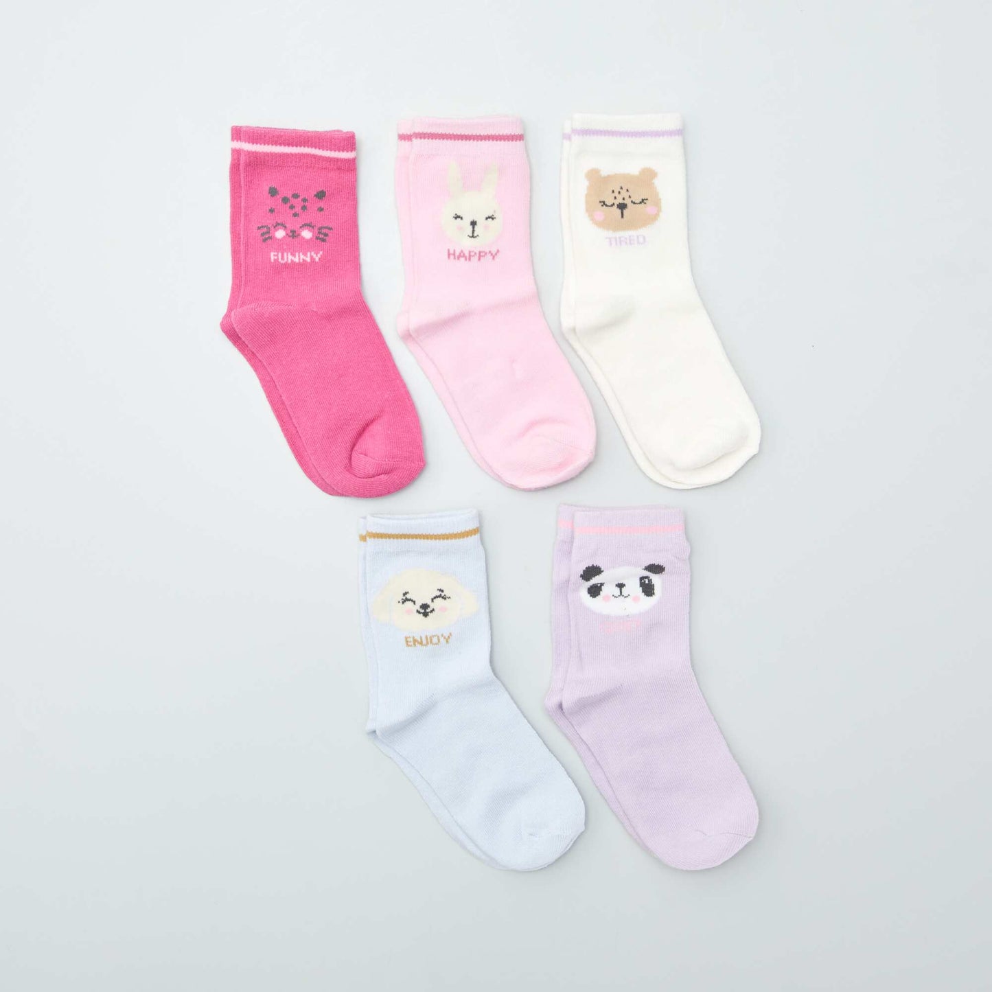 Pack of 5 pairs of coloured socks PINK