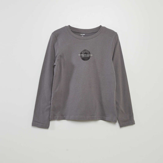 Long-sleeved printed T-shirt GREY